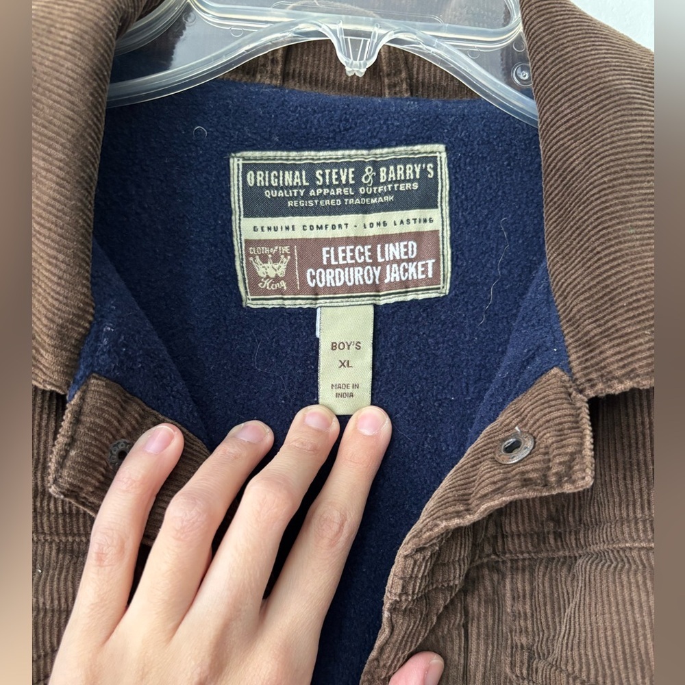 Vintage Boho Brown Corduroy Preppy Button Up Inner Fleece Winter Jacket - Medium - Picture 8 of 9